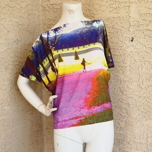 agnès b.photograph-print draped-sleeve‎ T-shirt
